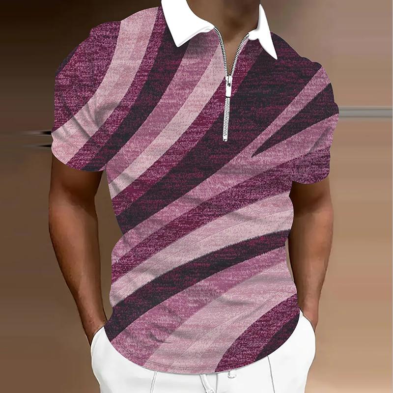 Pánské tričko Polo Ležérní Zip Krátký rukáv Módní Ležérní Zip Léto Jaro Běžný střih 3D potisk Tričko