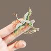 Bohemian Green Enamel Crane Brooches for Women Hollow Lucky Cloud Flying Bird Animal Brooch for Suit Clothing Jewelry