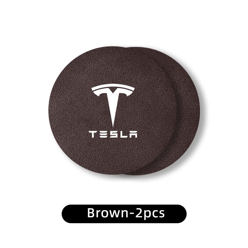 2PCS Car Coasters Water Cup Slots Non-Slip Mat Waterproof Cup Pad For Tesla Model 3 Y S X 2021 Roadster Cybertruck Juguetec