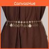 Style Metal Waist Belt With Coin Pendant And Hook Closure For Womens Fashion