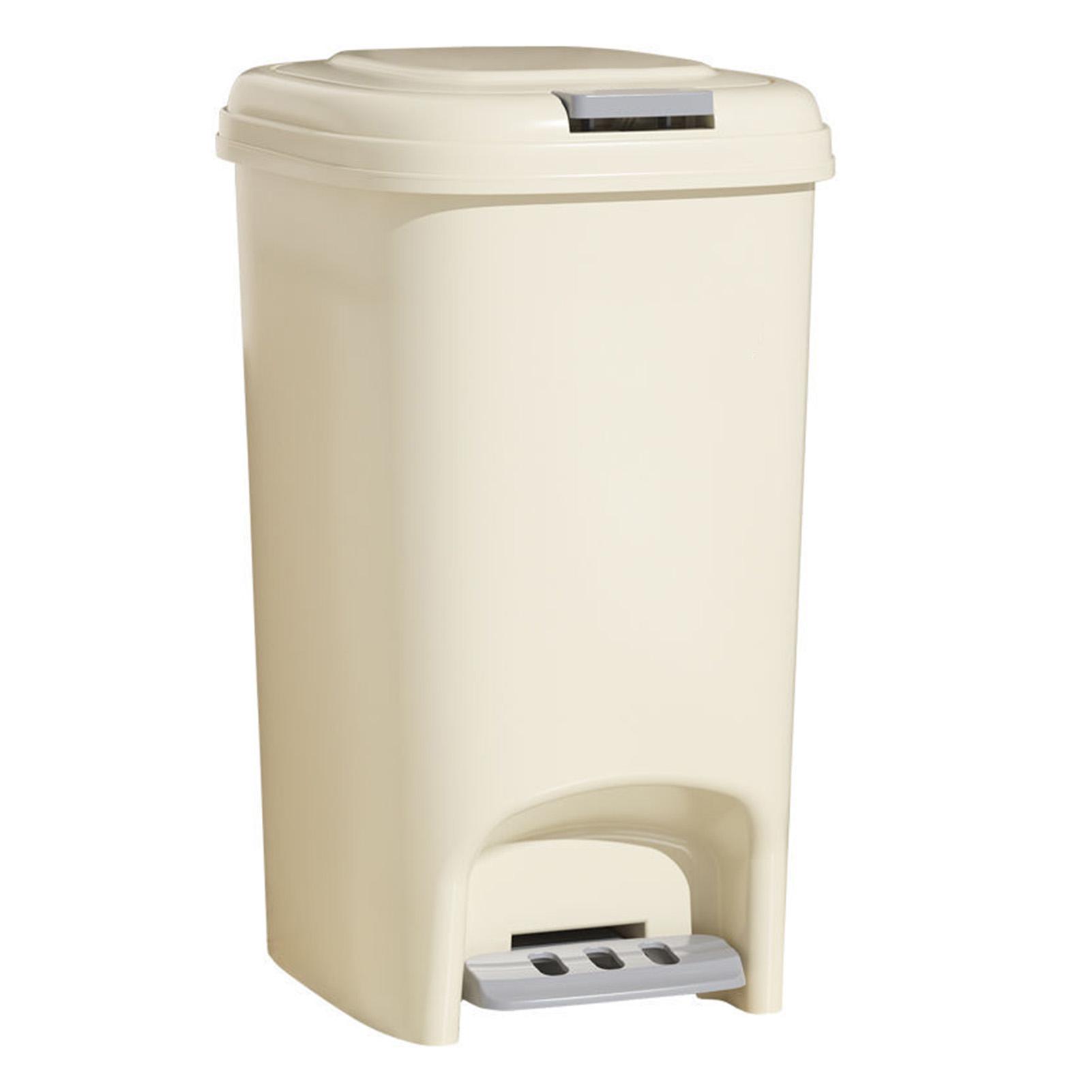 Konnwei Light/Cream Pedal Trash Can 8.1L Foot Garbage Bin With Lid Large Capacity For Kitchen Bathroom