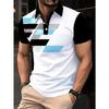 Geometric Print Short-sleeve Polo Shirt, Stylish Men's Casual Daily Wear.