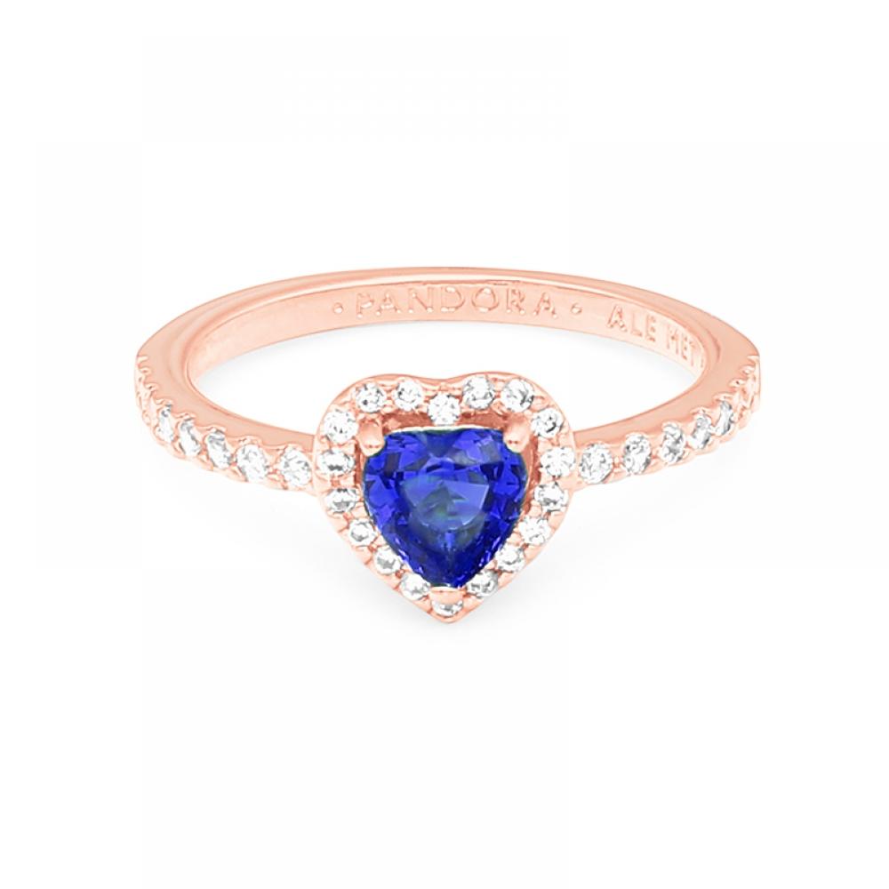 Pandora 188421c01 Timeless Sparkling Blue Elevated Heart Rose Ring