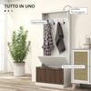 3-in-1 Coat Rack Furniture with 4 Hooks and Storage Bench, Wooden, 71.5x39.5x170 Cm, White