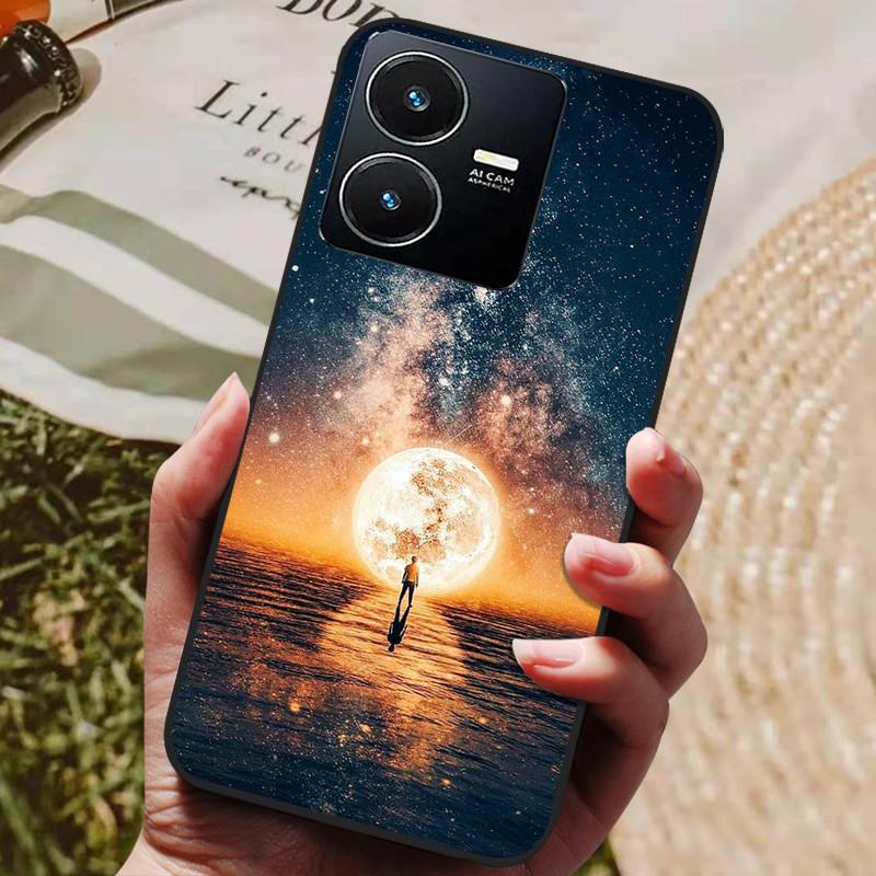 Für Vivo Y22 Hülle Weiches Silikon Stoßfeste Handyhülle für Vivo Y22 Y22s Y 22 s Hüllen Y 22 2022 Schwarzer Bumper Schutzhüllen