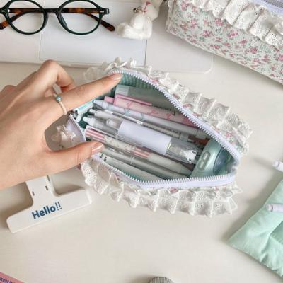 Girls Pencil Pouch Cute Floral Pencil Case Large Capacity Zipper Pen Bag Makeup Bag School Supplies for Students Girls Office Travel