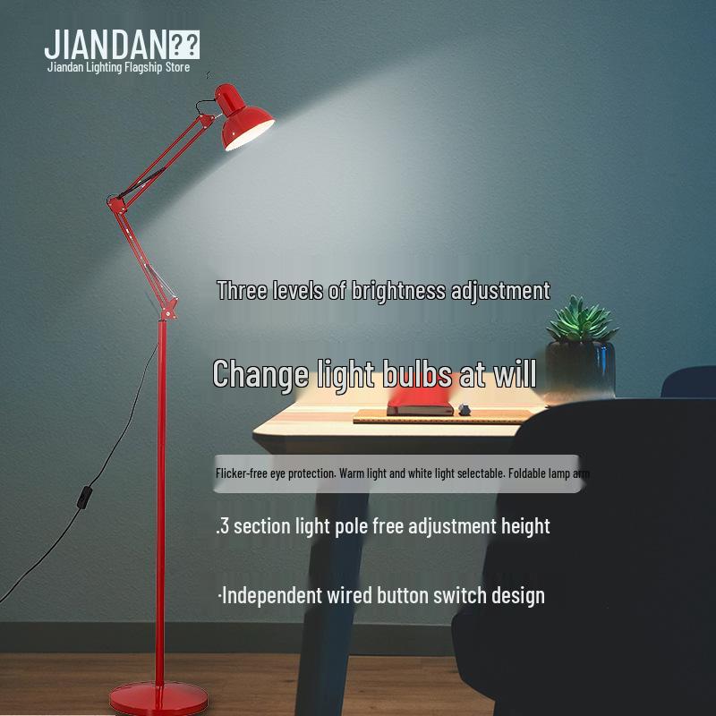 Nordic Remote-Control Long Arm Floor Lamp with Eye Protection