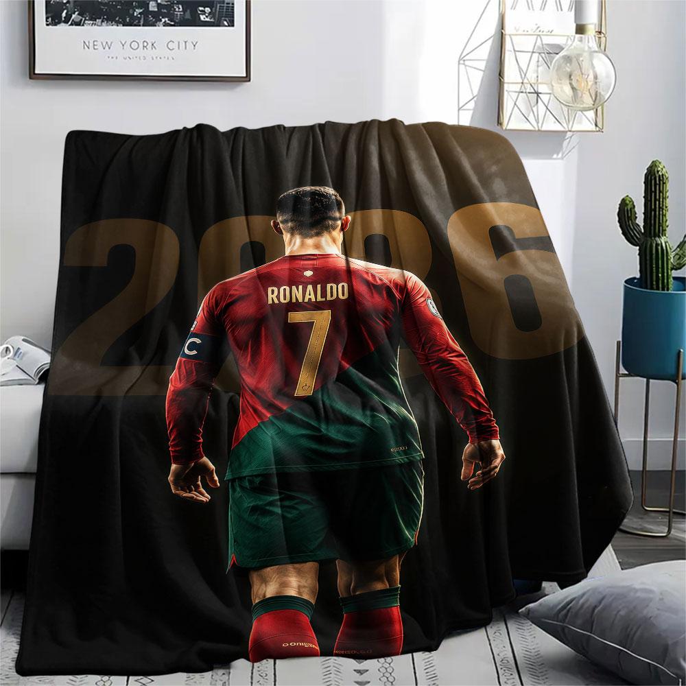 1PC CR7 Cristiano Ronaldo Patterned Flannel Blanket Suitable For All Seasons for Home Decor Warmth and Comfort Gifts Holiday Present