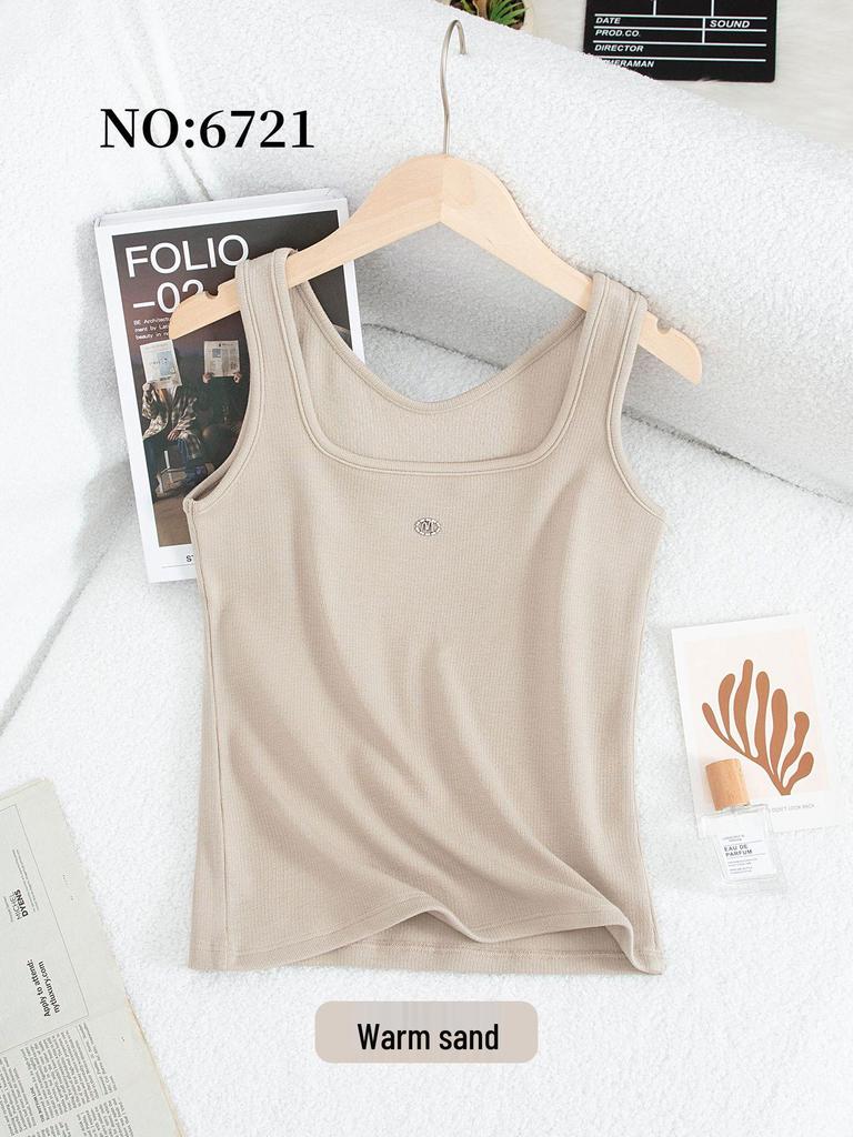 Women's Square Neck Ribbed Camisole - Sexy Slim Fit, Warm Sleeveless Autumn/Winter Top