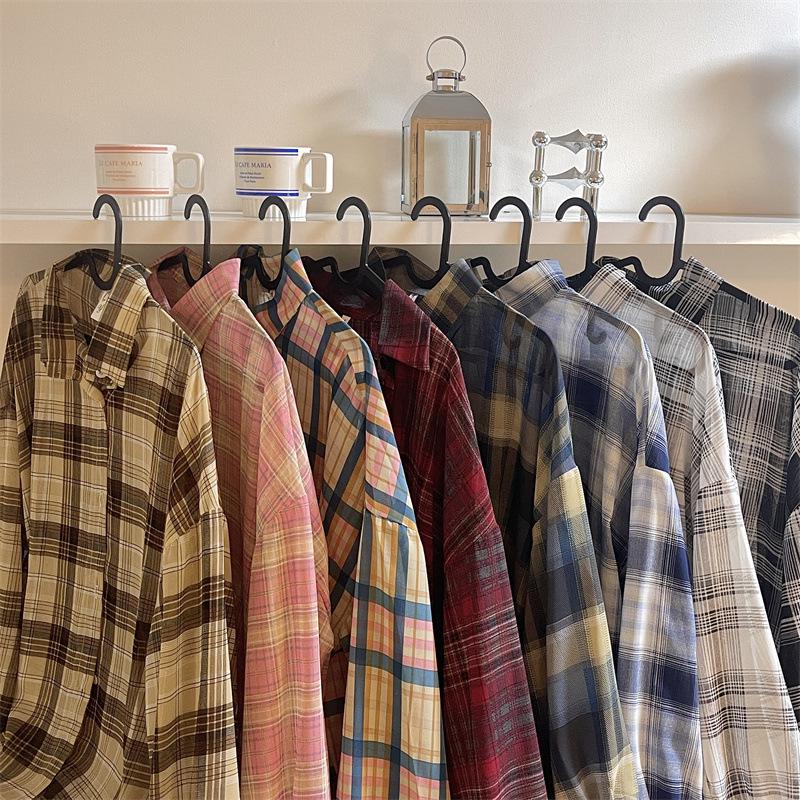 Damen Sommer 2025 Karierte Hemdjacke - Lässiger Stil, Sonnenschutz-Oberteil