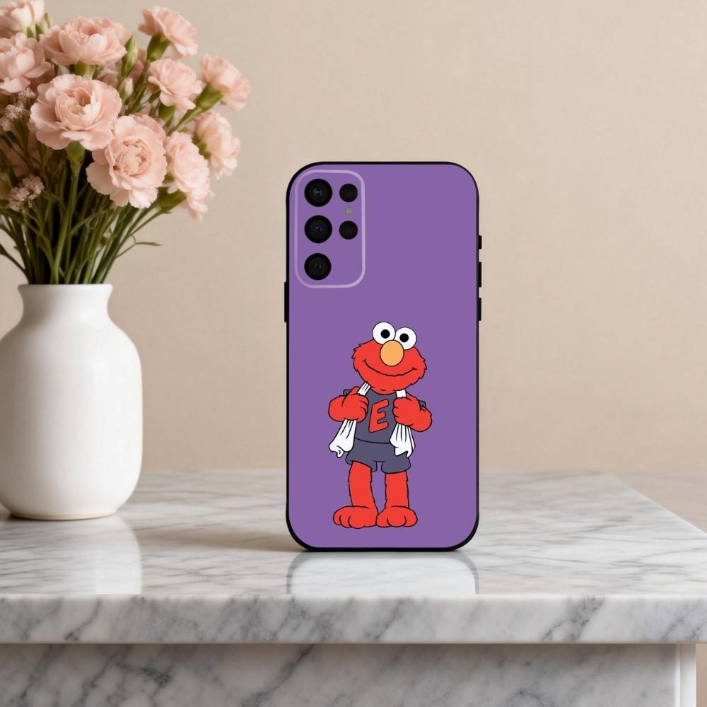 C-Cartoon R-Red Cute A-Elmo-O  Phone Case For Samsung S25,24,23,22,30,21,10,9,Ultra,Plus,Lite,FE,4,5 G Soft Black Case