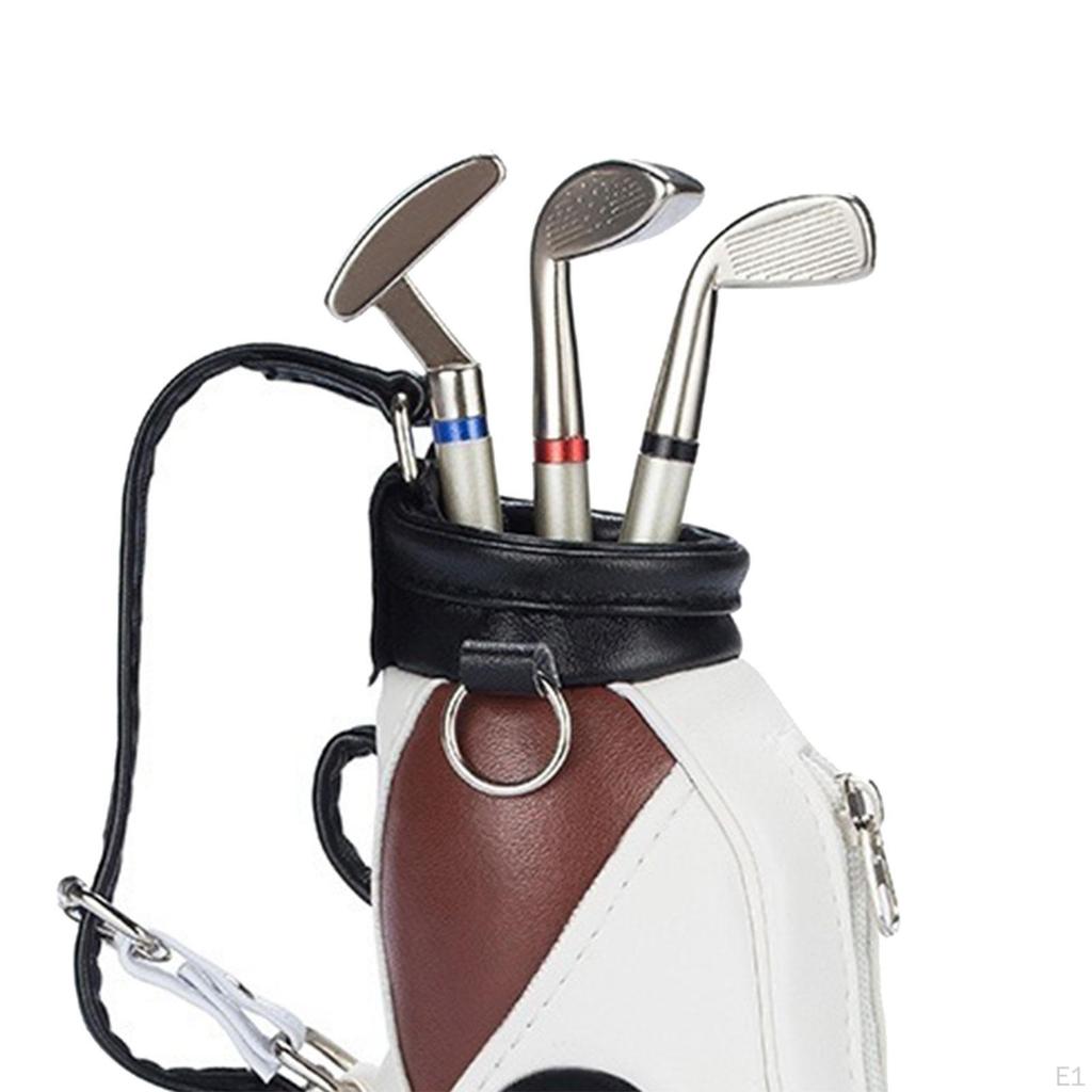 Sac de Golf Golfeur Garçons pour Hommes Mini Clubs Stylo Set Cadeau Unique Porte-Stylo Marron