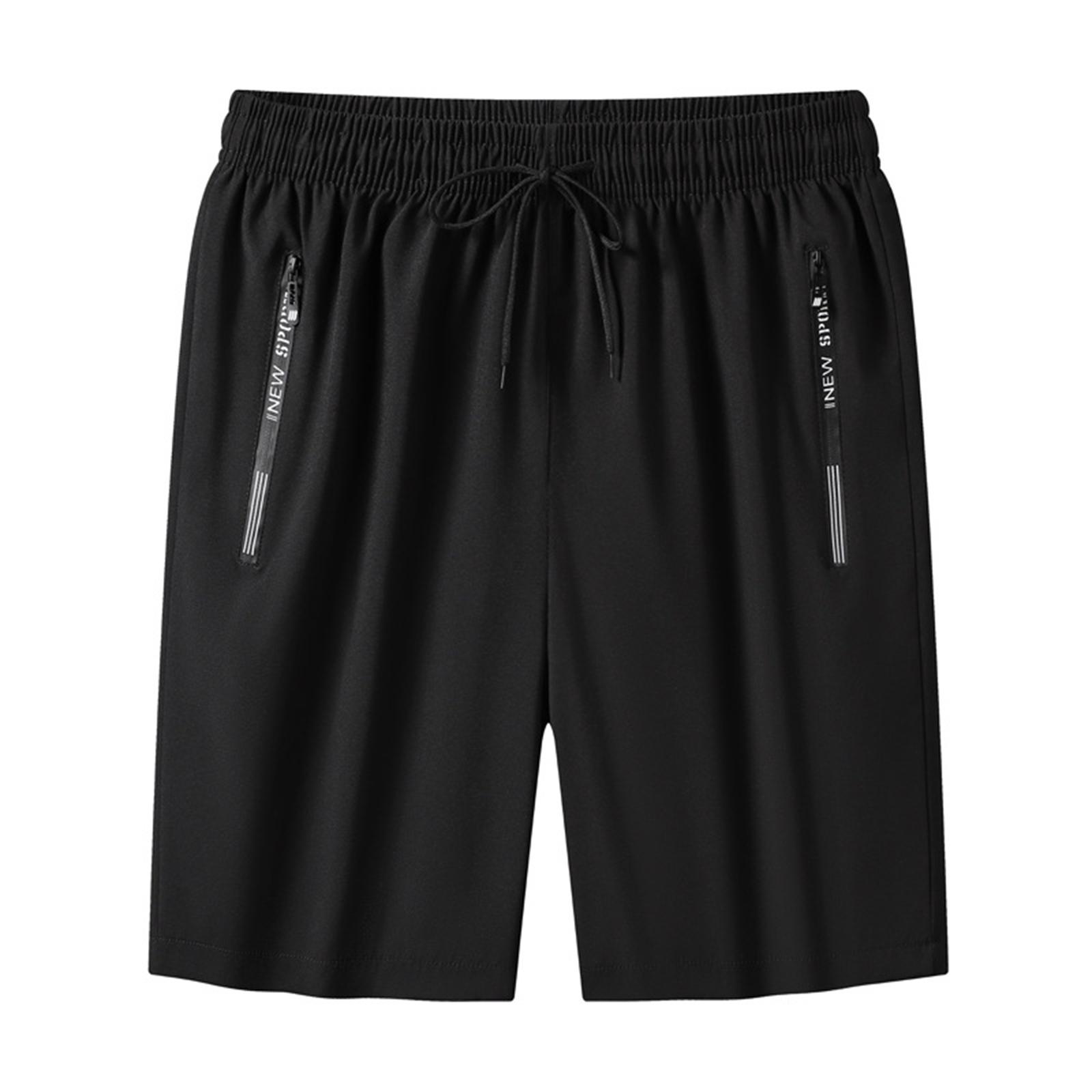 

Men s Summer Casual Sport Shorts Elastic Waistband Quick Dry Lightweight Breathable Four-Way Stretch Five-Point Length Beachwear L чёрный