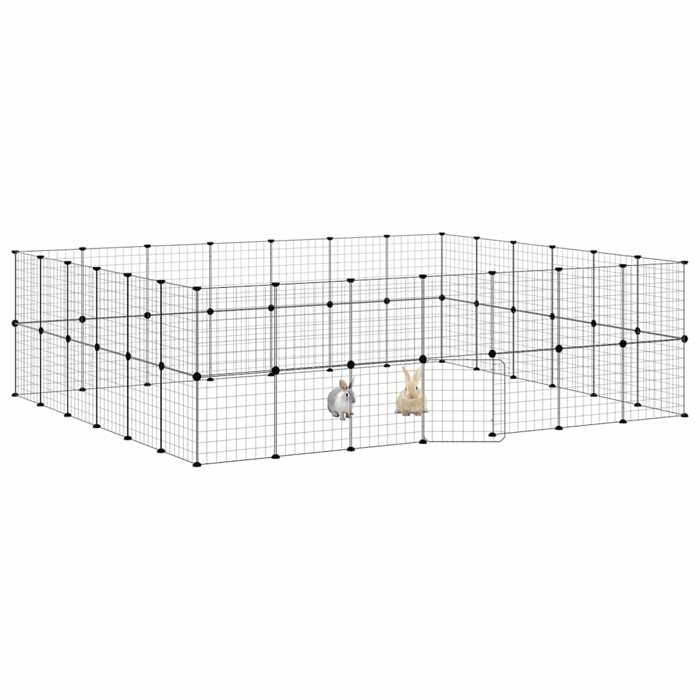 3114041 vidaXL Pet Cage with 52 Panels and Door Black 35x35 Cm