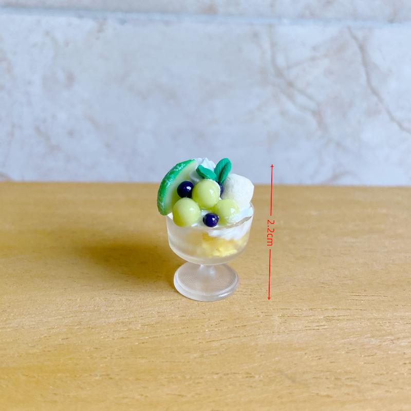 1Pcs Miniature Dollhouse Mini Tea Shop Honeydew Soda Hami Melon Ice Cream Cup Model Pretend Play Kitchen For Kids Toy Accessory