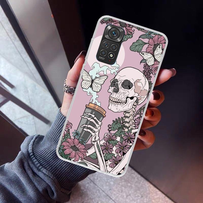 

Retro Skull Butterfly Phone Case For Xiaomi Redmi Note 10 11 12 13 14 15 Pro Plus 11S 12S 14S 11T 11E 10S Soft TPU Back Cover Re Redmi Note 14 Pro 5G
