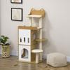 MDF Cat Tree with Cat Scratching Post, 2 Cat Houses, Perches and Play Ball, 60x48x133 cm