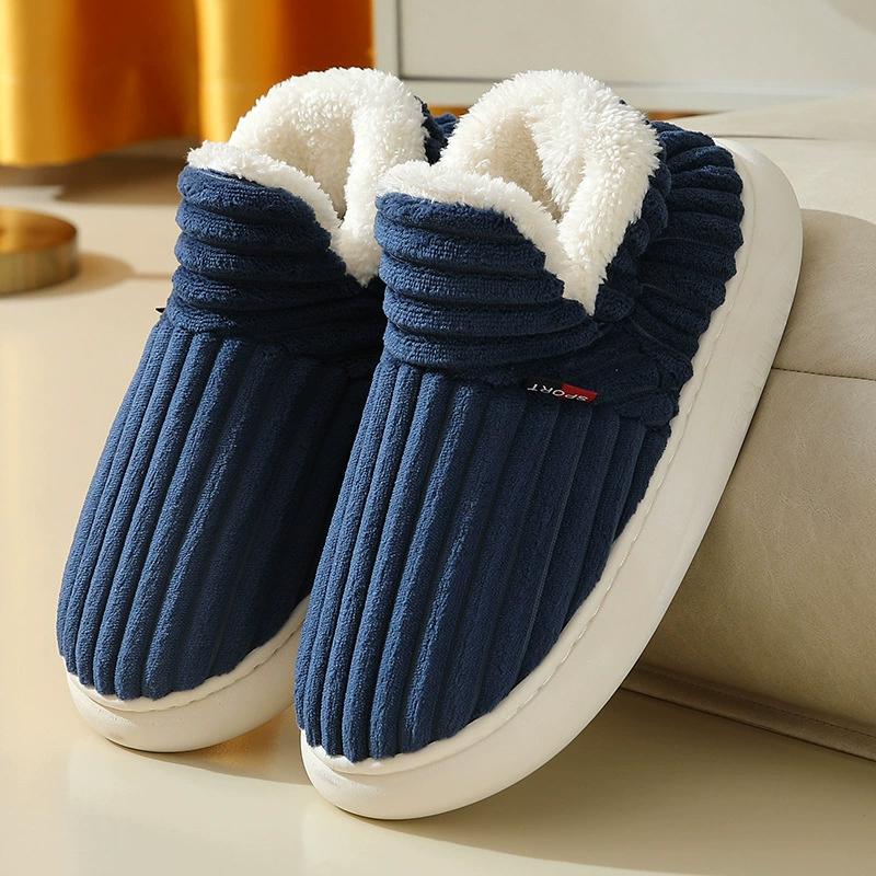 Fashion Shevalues Winter Plush Lining Slippers For Women Men Fashion Platform Slippers Cozy Home Boots Fluffy Warm Outdoor Ankles Shoes