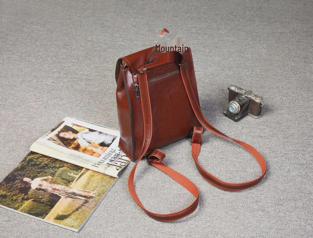 Diebstahlsicherer Rucksack aus echtem Leder 2025 für Damen mit großem Fassungsvermögen – Pendlertasche aus Rindsleder, Ins Style