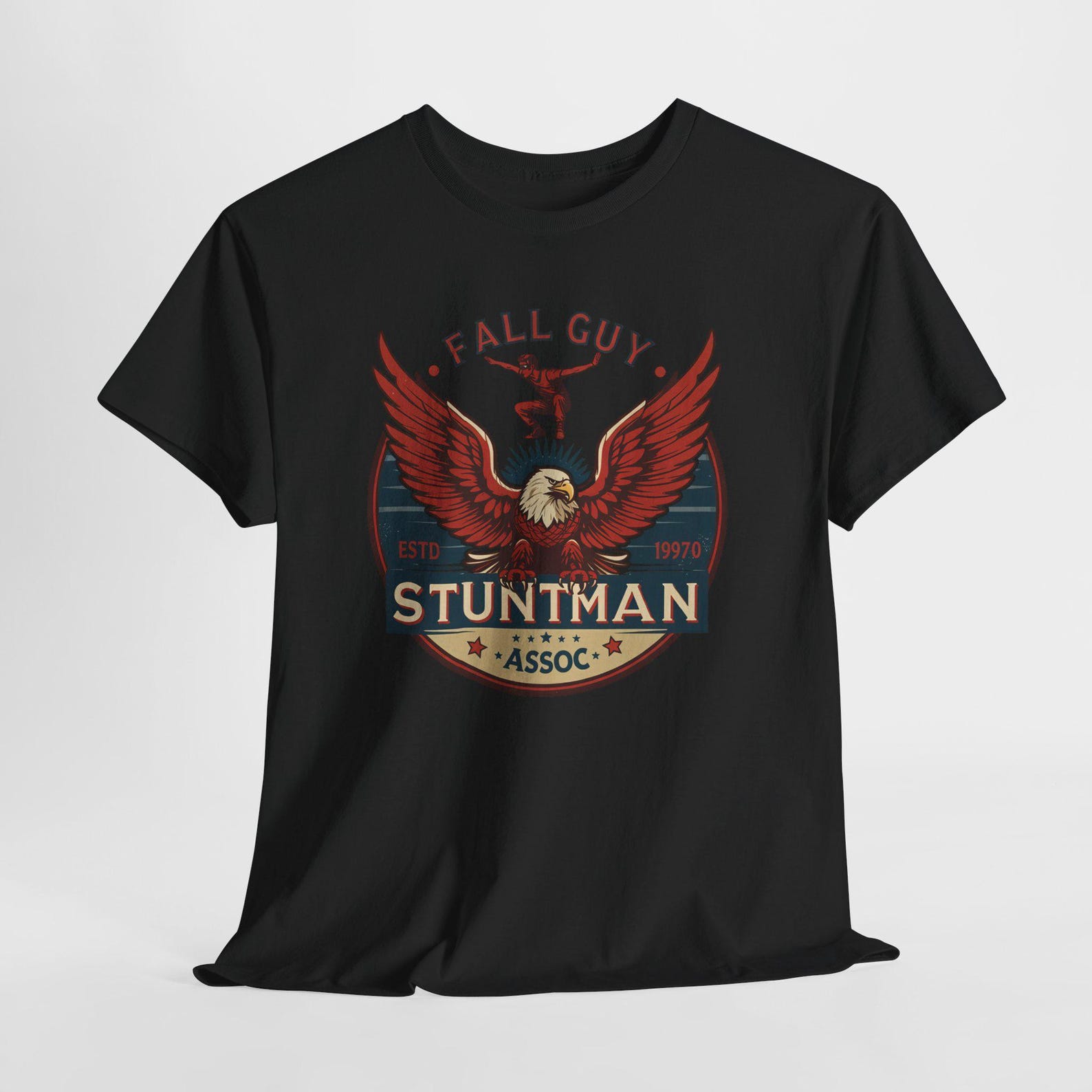 Fall Guy Insignia Stuntman Association Eagle Men s Navy Black Tees T-Shirt XL