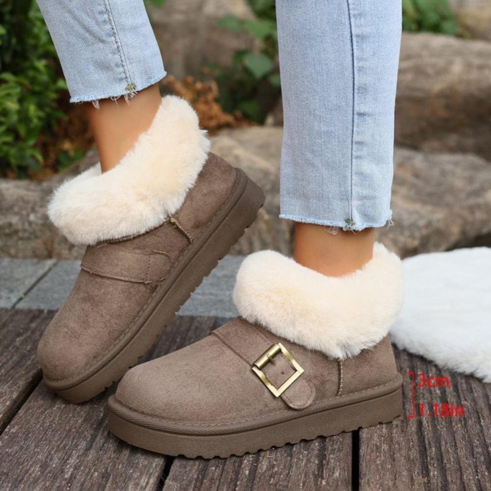 Women's Winter Snow Boots Thicken Plush Warm Cotton Suede Ankle Non-Slip Platform Casual Boot   Style Warmth