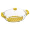 Iwaki Heat-Resistant Glass Microwave Cocotte, Arentin, Yellow, 1.3L, K652-Y, KT652-Y
