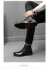 Men's Brogue Ankle Boots: Carved Cowhide High-Top, Pointed Toe, Autumn/Winter Fashion, Large Size.