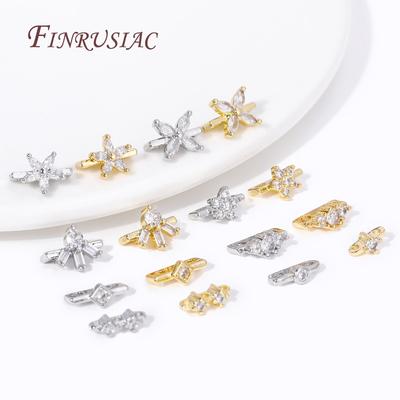 18K Gold Plated Multi-designs Zircon Flower Spacer Bars 2/3 Holes Separators for Strand Beads Jewelry Making Accessories