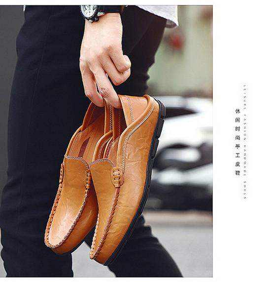 Men s 2023 Summer Soft Leather Slip-On Driving Shoes 46