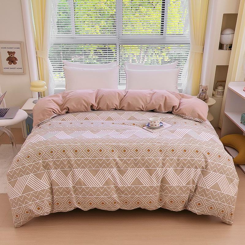 Minimalist Geometric Printing Duvet Cover All Cotton Quilt Cover Skin Friendly Breathable Queen Size Bedding for Kids Boys Girls