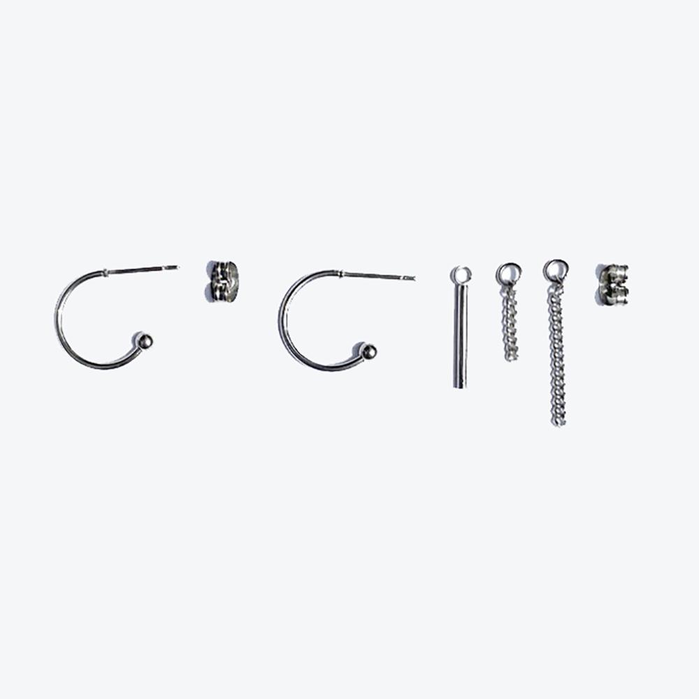 Rush Off Surgical Steel Chain Point Hoop Earrings
