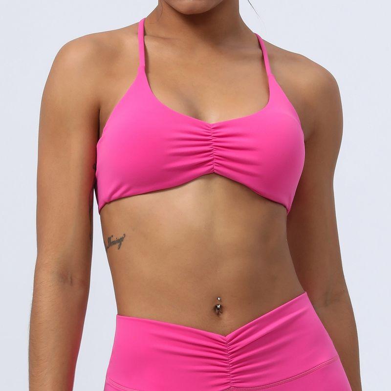 2024 New Arrival Thin Strap Fold Movement Bra Beauty Back Running Workout Training Gathered Indoor Yoga Underwear Top