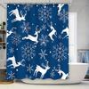 Christmas Shower Curtain Blue White Reindeer Snowflake Bath Mat Decoration for Home Decor Bathroom Liner Waterproof Fabric Custo