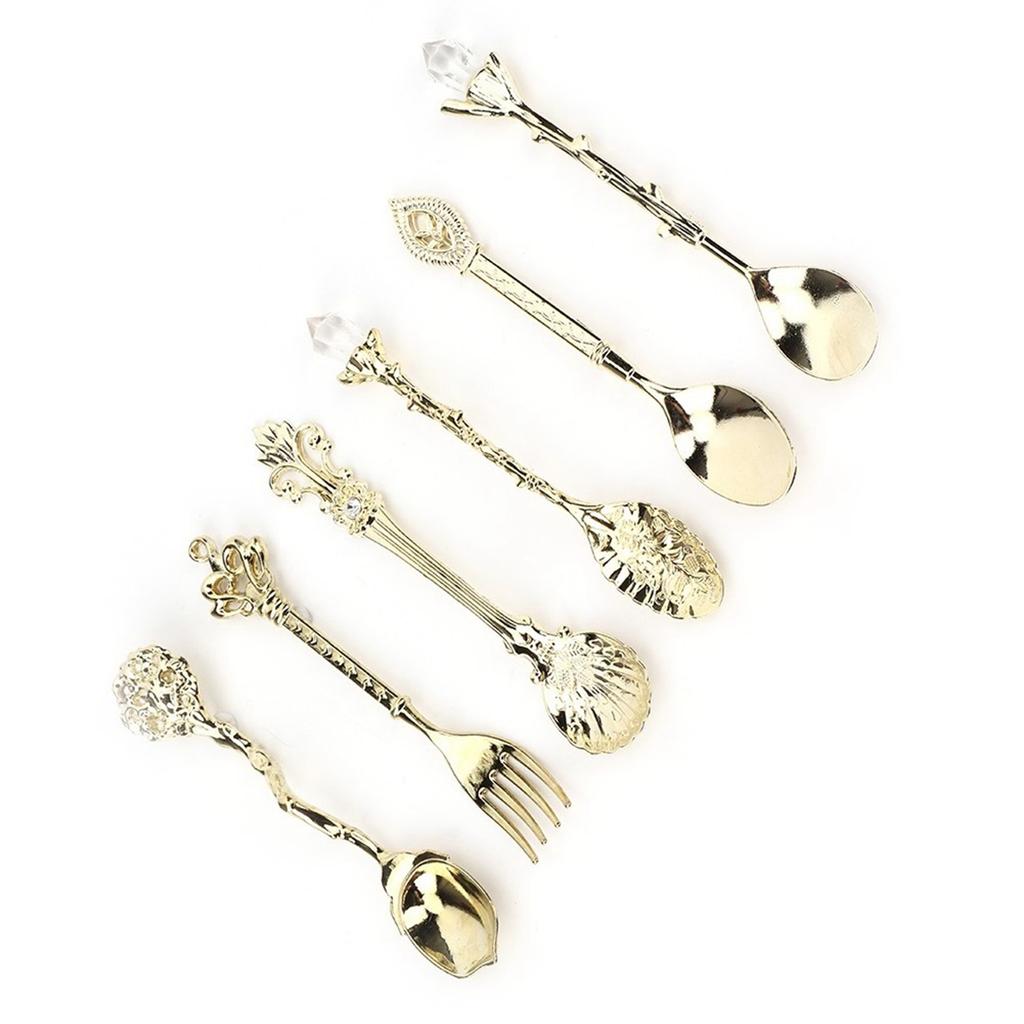 6Pcs Set Innovative Vintage Retro Zinc Alloy Spoons Fork Set Cutlery Kitchen Accessory