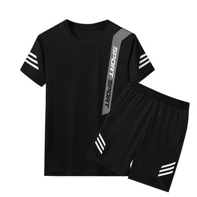 Sports Suit Men's Summer Fitness Short Sleeved Men's T-shirt Quick Drying Clothes Running Loose Casual Sportswear Plus Size