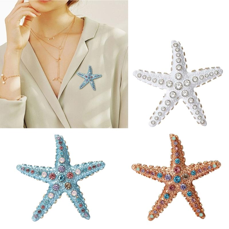 Crystals Starfish Brooch Pin For Women Versatile Fashion Jewelry Gift Party Everyday Wear
