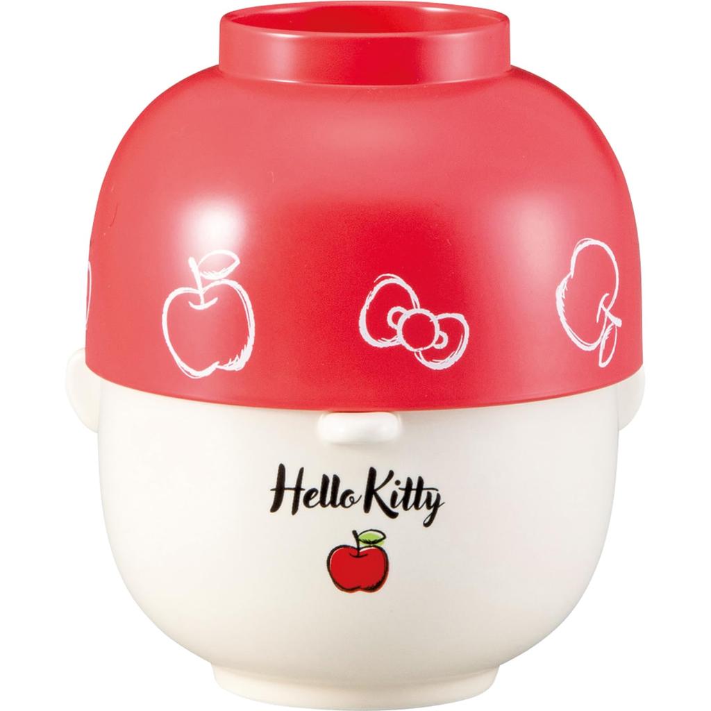 Sanrio "Hello Kitty" Large Dinnerware Set (Soup Bowl and Rice Bowl), Approx. 11 x 7cm Diameter, Red, Kitty Merchandise, Birthday Gift, SAN4642-1