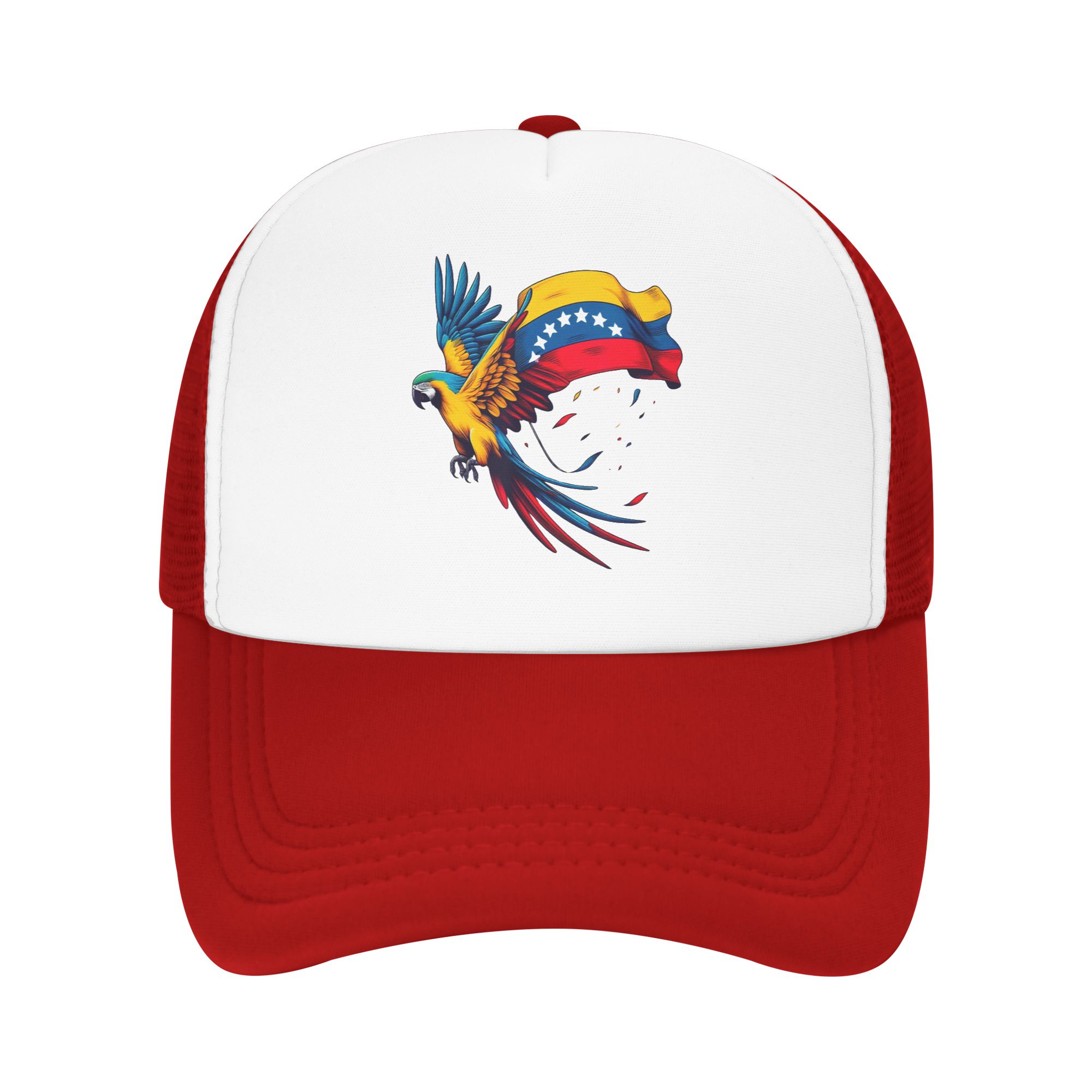 Venezuela Stars Flag with Guacamaya Mesh Baseball Caps Unisex Women Trucker Worker Cap Hats Adjustable Summer Trucker Caps One Size