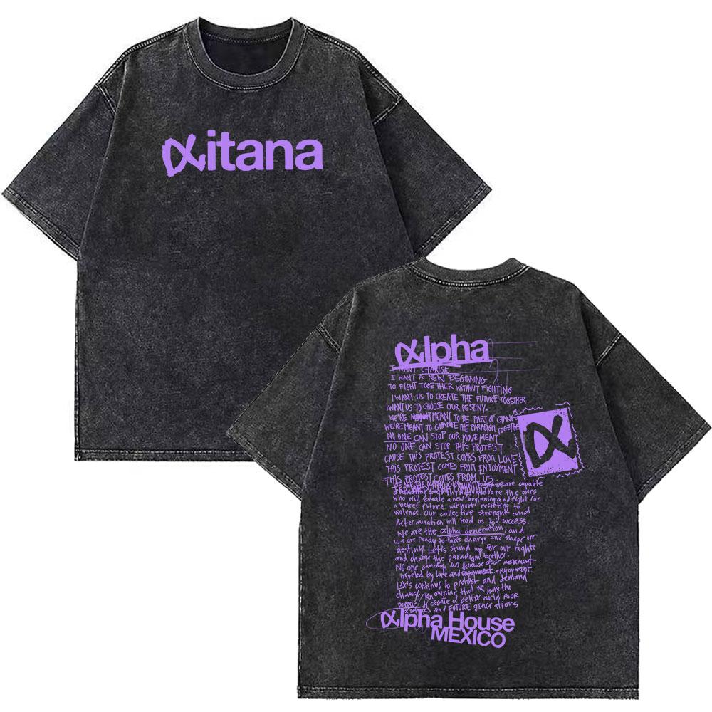 Women Singer Aitana Ocana Tour Retro Washed T-shirts Women Harajuku Casual T-shirts Summer Cotton Casual Aesthetic T-shirts S