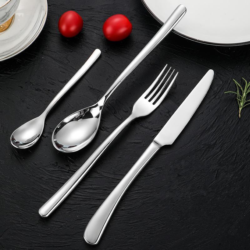 304 Stainless Steel Silver Western Tableware Knife Fork Spoon Cutlery Thickened Kitchen Utensils
