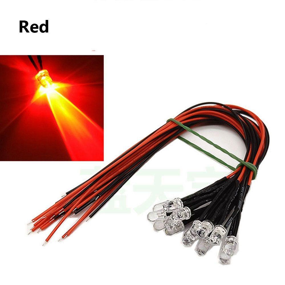 10pcs 3mm 12V LED Light Red White Yellow For 1/10 RC Crawler 1/14 Tamiya RC Truck Drift Car Truck Toys SCX10 SCANIA G63
