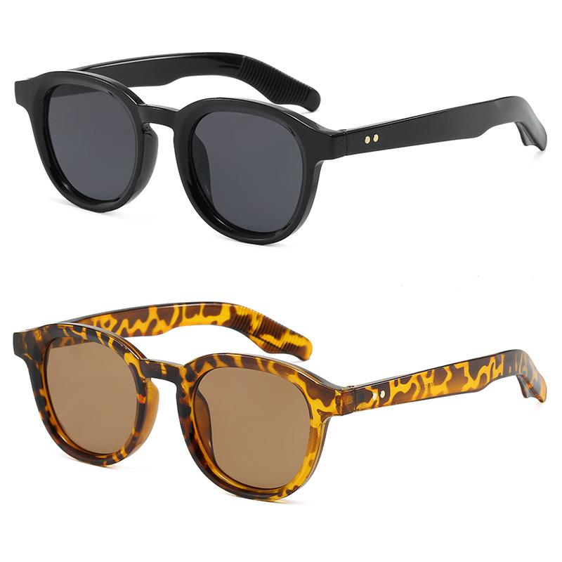 2PCS Simple Fashion Round Sunglasses Women Men Retro Trend Brand Sun Glasses Daily Leisure Business Male Female Glasses UV400