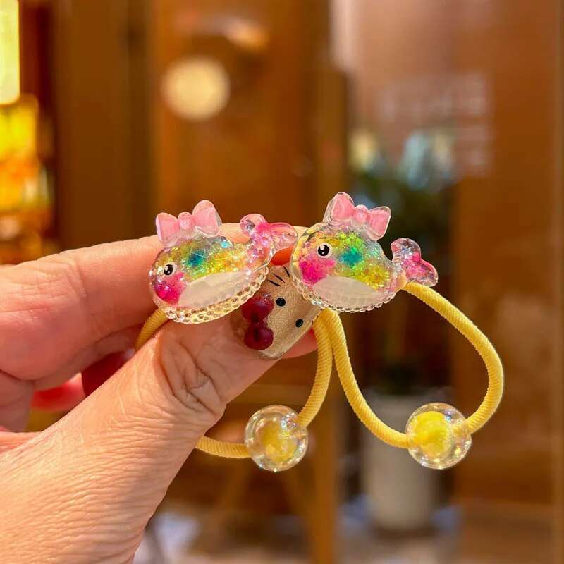 2 Pieces Luminous Dolphin Elastic Hair Bands Cute Girls Hair Accessories Children Hair Ties Baby Headwear