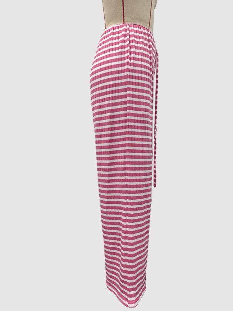 2026 Autumn/Winter Women's Casual Striped Cotton Drawstring Pants