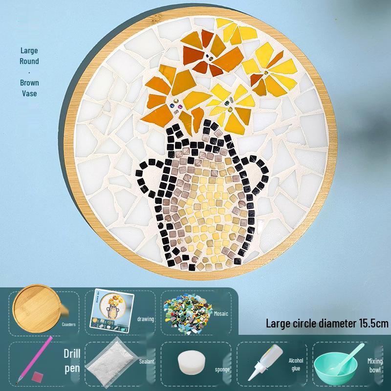 DIY Large Mosaic Coaster Kit: Creative Glass Sticker Pack for Adults & Kids