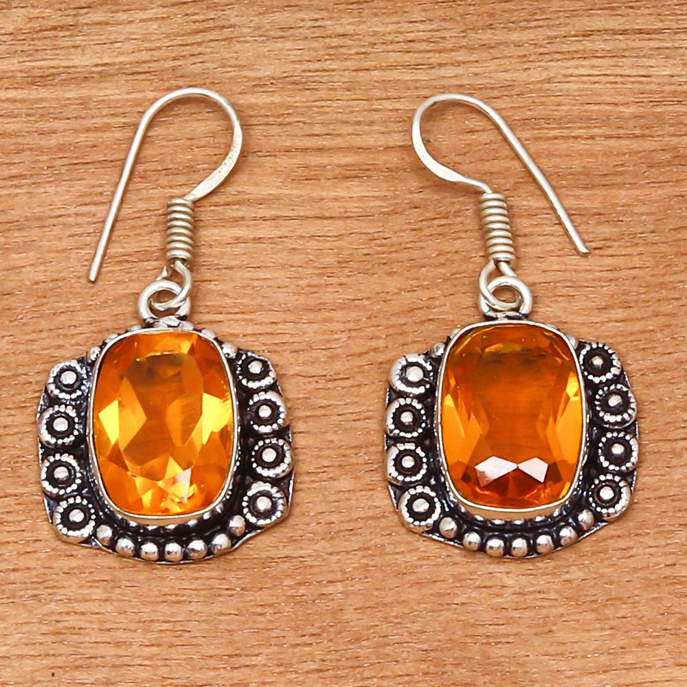 Citrine Quartz Gemstone Jewelry bracelet &Earring 7-8''