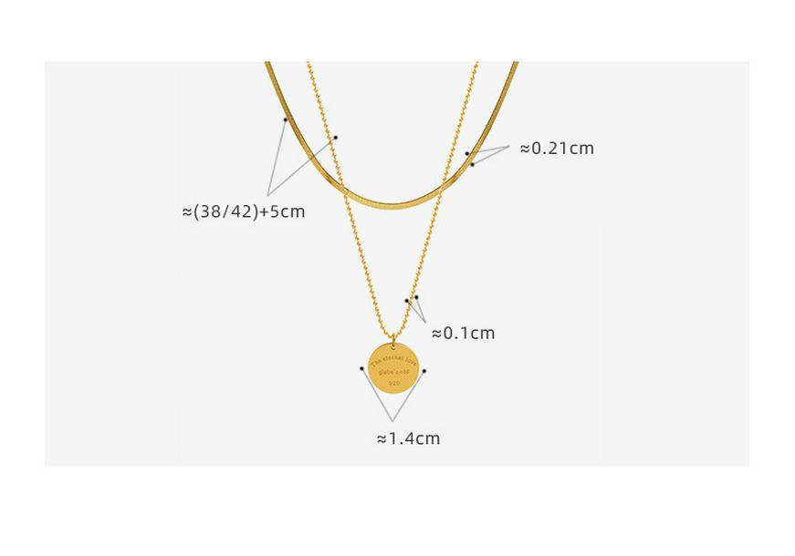 Versatile European American Temperament Hoodie Necklace: English Letter Pendant Double-Layer Gold-Plated Titanium Steel Chain.