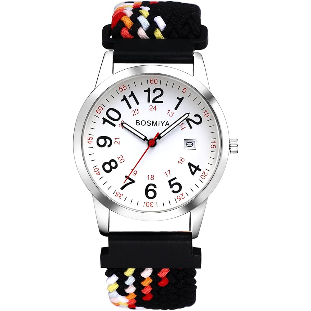 Stylish Women s Analog Quartz Watch Large Dial with Calendar Adjustable Woven Strap