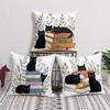 Black Cats With Books Cushion Cover Short Plush Soft DoubleSided Printing Pillow Case Cozy Sofa Bedroom Home Decor Gift