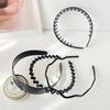 Black Series Headband Korean Style Practical Simple Face Wash Non-Slip Toothed Pressure Hair Hair Band Plastic Hair Accessories